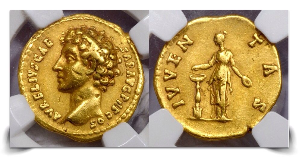 Marcus Aurelius (161-180 AD). Gold aureus, 7.05 gm, 18 mm, struck while serving as Caesar, 140-144 AD.