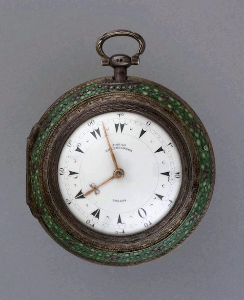 Silver and Shagreen Triple Cased Verge Watch for the Turkish Market with Stylized Arabic Numbers by Josiah Bartholomew, London 1815. British Museum, London