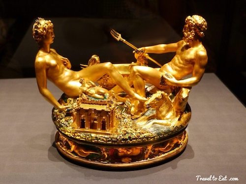 Saliera or Salt Cellar of Benvenuto Cellini. Kunsthistorisches Museum,  Vienna - Travel To Eat by Kurt Buzard MD