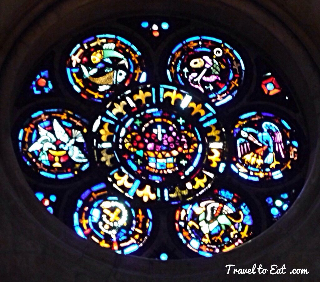 One of Small Rose Windows on the Southern Wall. Notre-Dame de Reims Cathedral, The Interior. Reims, France