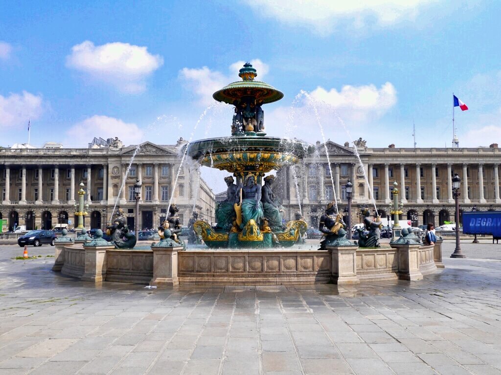 Fountain of River Commerce and Navigation (1840) with the Hôtel Crillon in the Background. Place de la Concorde, Paris