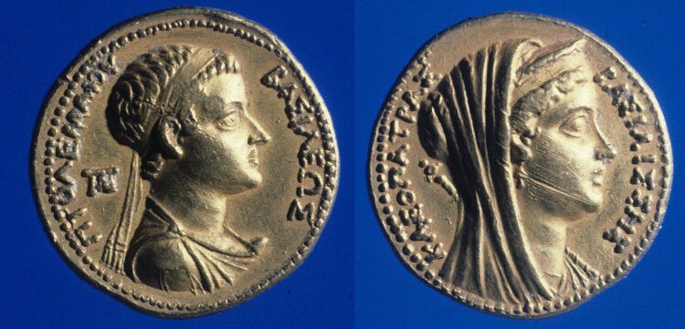 Ptolemy VI Philometer as a Boy (186-142 BCE) right: Cleopatra I Syra (204-176 BCE) left. British Museum Museum Number 1978,1021.1