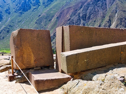 Piedras Cansadas (Discarded Large Stones) at the Temple of the Sun. Ollantaytambo Fortress and Temple Hill, Peru