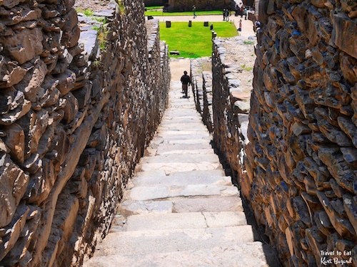 First Set of Stairs. Ollantaytambo Fortress and Temple Hill, Peru