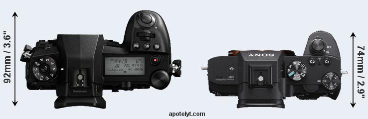 Panasonic G9 Body (left) vs Sony A7R III Body (right). Apotelyt
