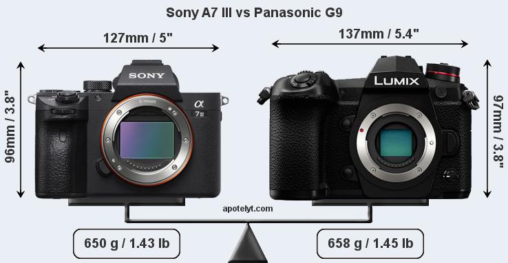 Panasonic G9 Body (left) vs Sony A7R III Body (right). Apotelyt