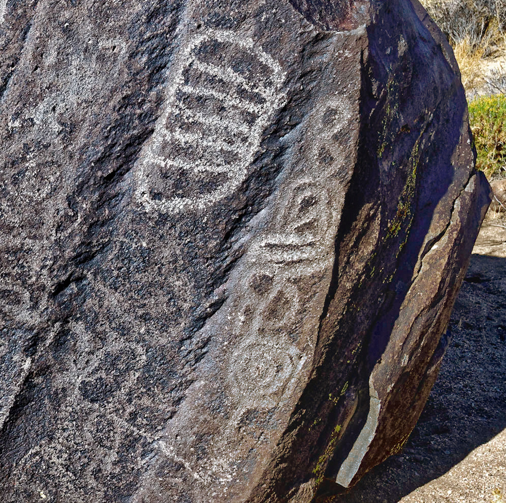 Consentric Spiral and Other Rock Art. Little Petroglyph Canyon. China Lake, California