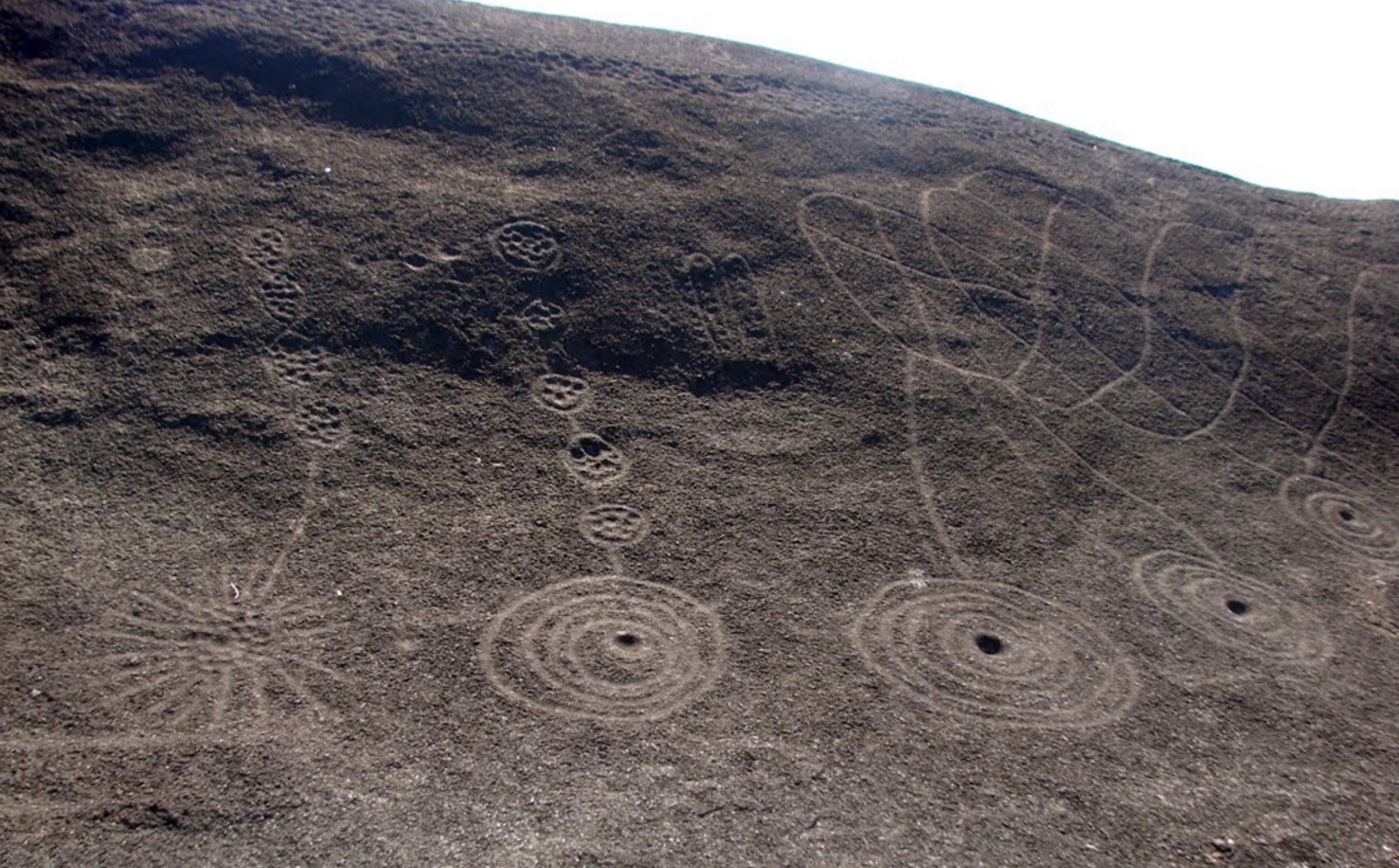 Cup and Ring Petroglyphs in Pedra Preta Archeology Site near Paranaíta, Mato Grosso Brasil.