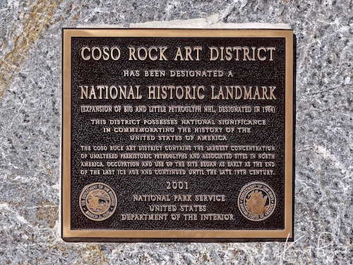 Plaque at Little Petroglyph Canyon. China Lake, California