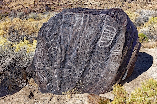 Rock Art at Entrance to Little Petroglyph Canyon. China Lake, California