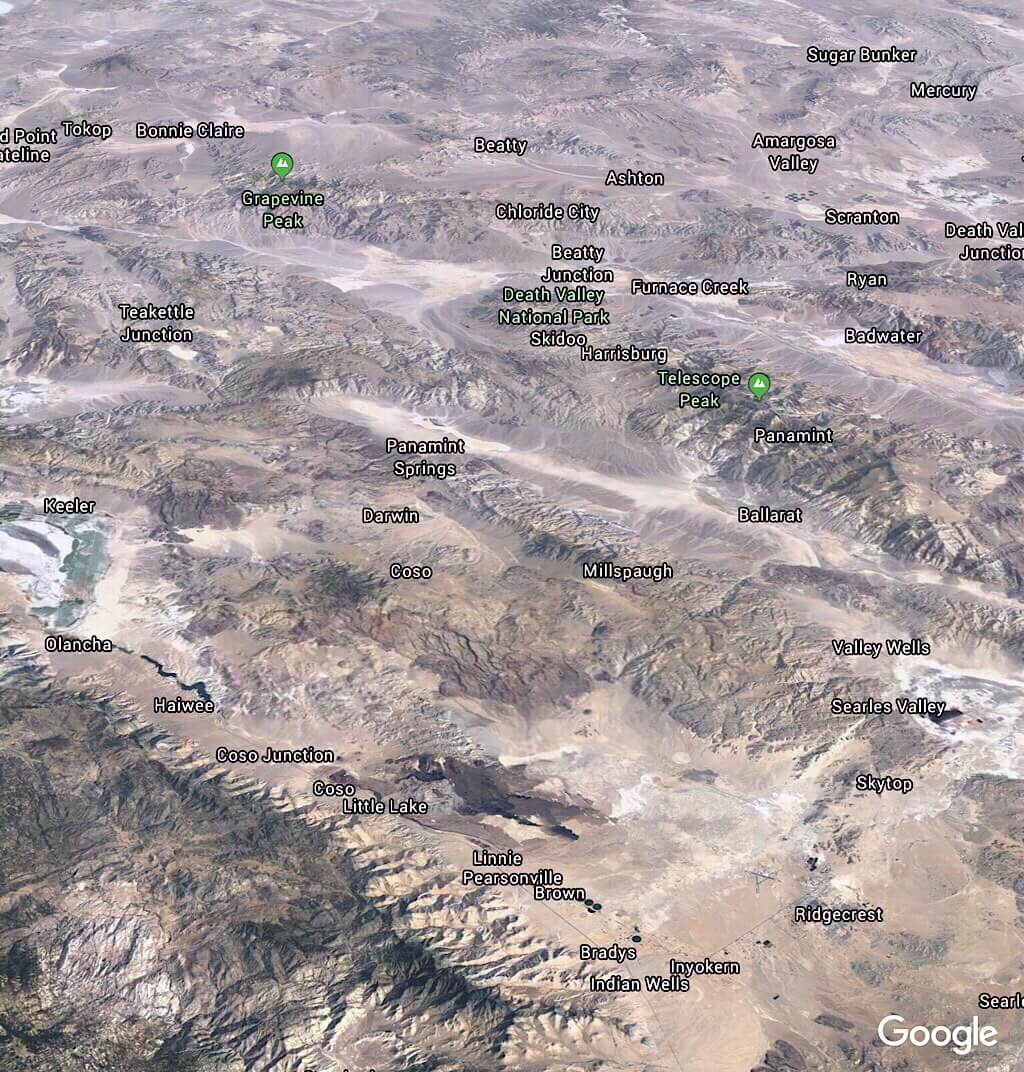 Map and Satellite Photo of Coso Range and Surrounding Areas