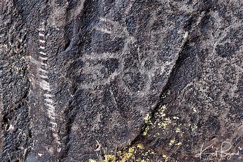 Rock Art at Entrance to Little Petroglyph Canyon, Pregnant Sheep and Lunar Calendar. China Lake, California