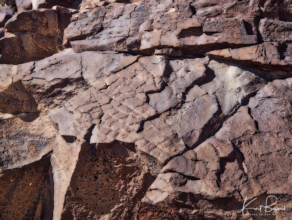 Biotite Schist Peeling Away in Layers. Little Petroglyph Canyon, China Lake California