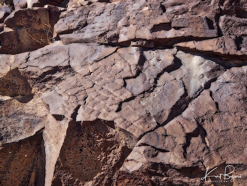 Biotite Schist Peeling Away in Layers. Little Petroglyph Canyon, China Lake California 