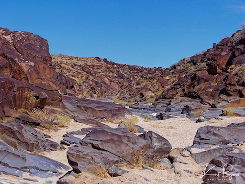 Desert Varnish on the Sides of Little Petroglyph Canyon. China Lake, California