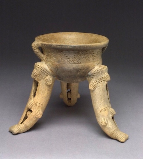 Tripod Bowl with Stylized Fishrattle Supports. Diquis (800-1000 CE). Denver Art Museum