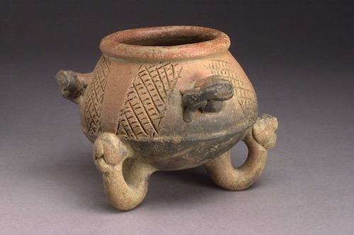 Tripod Jar with Applique Creatures. Atlantic Watershed and Highlands (100 BCE-500 CE). Denver Art Museum