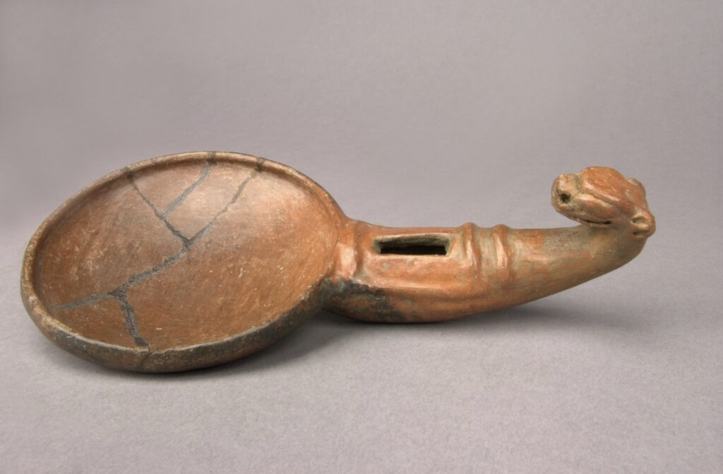 Frying Pan-shaped Censer Or Incense Burner with Modeled Handle. Central Region, Atlantic Highlands (800–1520CE). Denver Art Museum