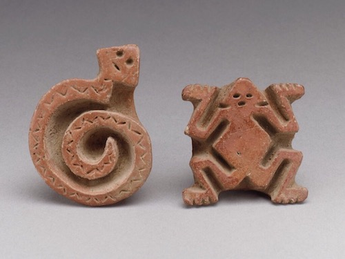 Serpent and Frog Ceramic Stamps for the Human Body. Atlantic Watershed and Highlands (1-700 CE). Metropolitan Art Museum