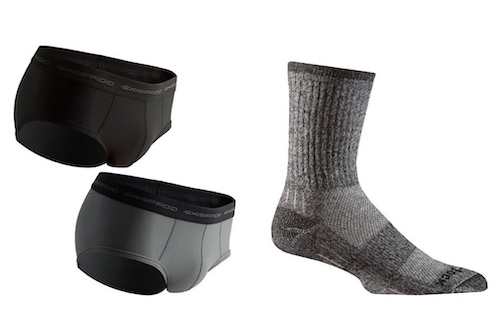 ExOfficio Give-N-Go Briefs (left) Wrightsock Unisex Silver Escape (right)